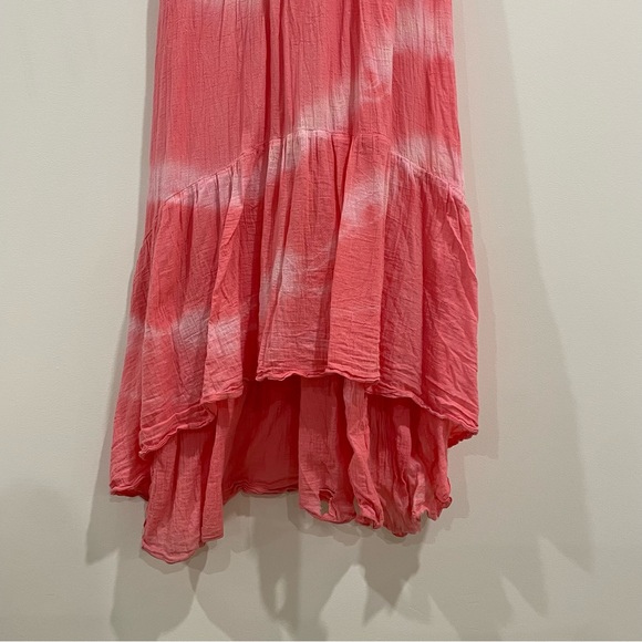 Love Tanjane pink and white tie dye 100% cotton maxi dress size small ruffle hem - Picture 3 of 5